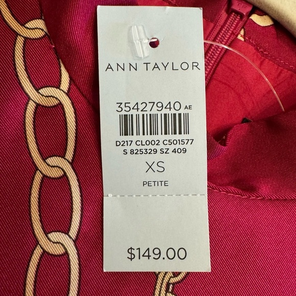 ANN TAYLOR CHAIN PRINT MOCK NECK SHIFT DRESS SZ XS - Picture 13 of 16